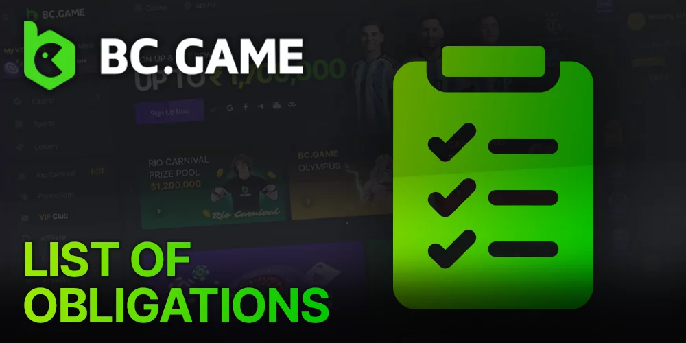The list of BC Game casino player obligations